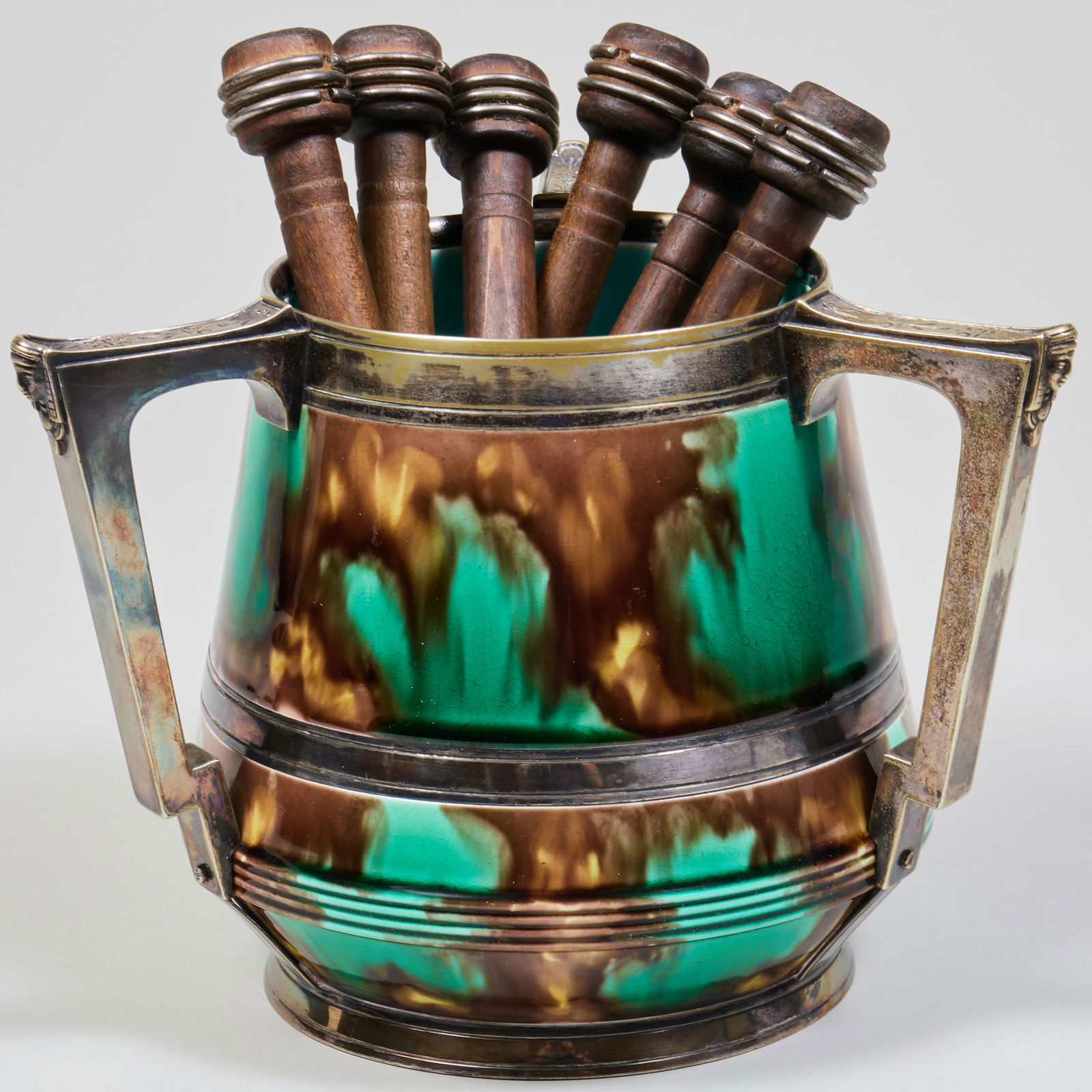 English Silver Plate Mounted Porcelain Loving Cup (1 of 13)