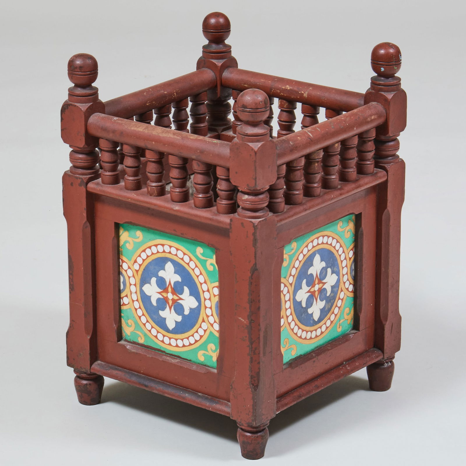 Aesthetic Movement Painted Planter Inset with Four Mintons Porcelain Tiles (1 of 9)
