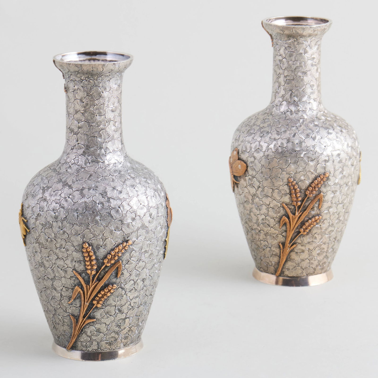 Pair of Dominick & Haff Silver and Mixed Metal Vases (1 of 9)
