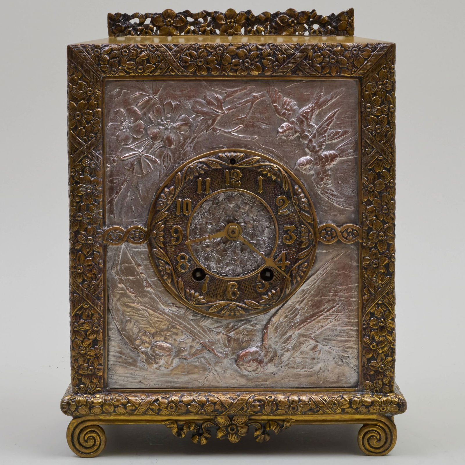Aesthetic Movement Brass and Silver-Plate Clock by Seth Thomas (1 of 12)
