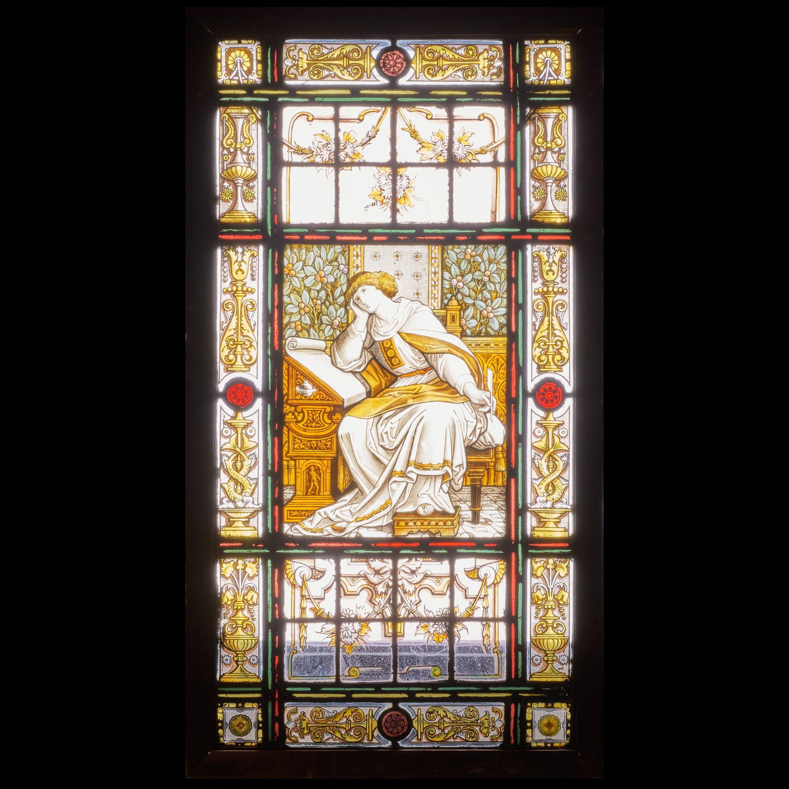 Aesthetic Movement Enameled Glass Panel (1 of 3)