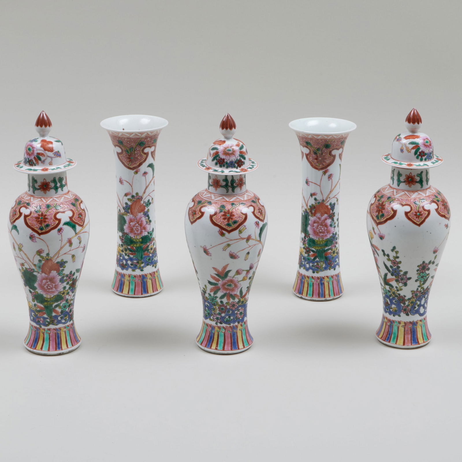 Chinese Five-Piece Famille Rose Porcelain Garniture (1 of 17)