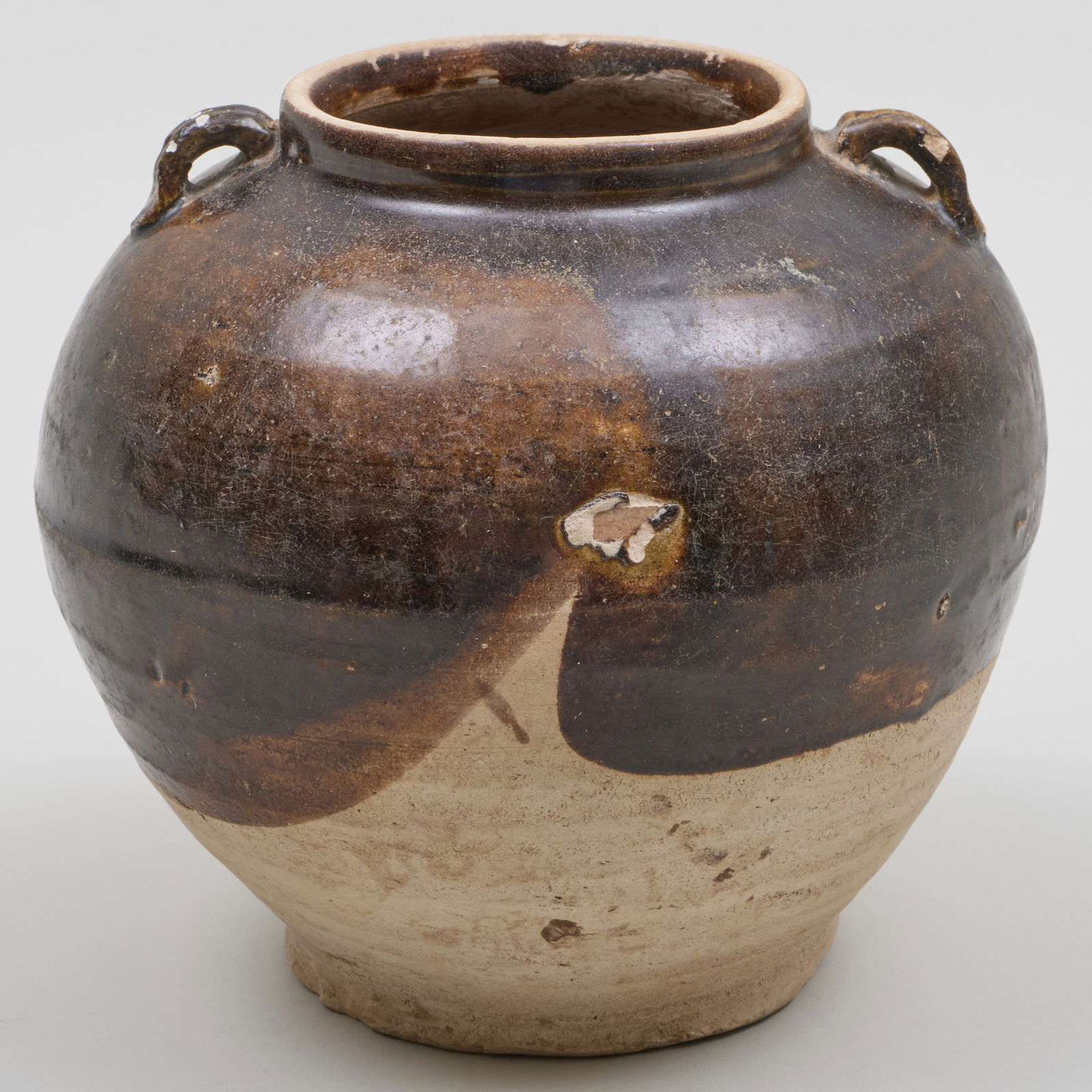 Chinese Bown Glazed Pottery Jar  (1 of 6)