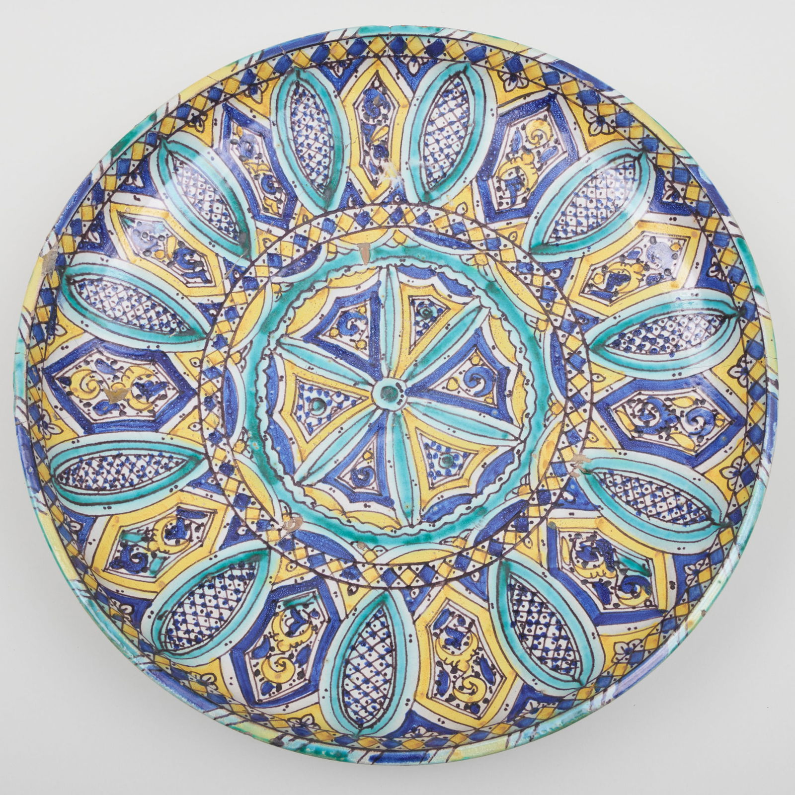 Large Persian Polychrome Earthenware Safavid Plate (1 of 5)