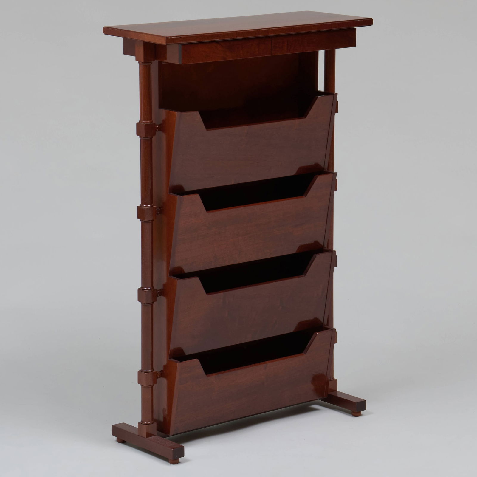 Modern Mahogany Four Tier Magazine Rack (1 of 10)