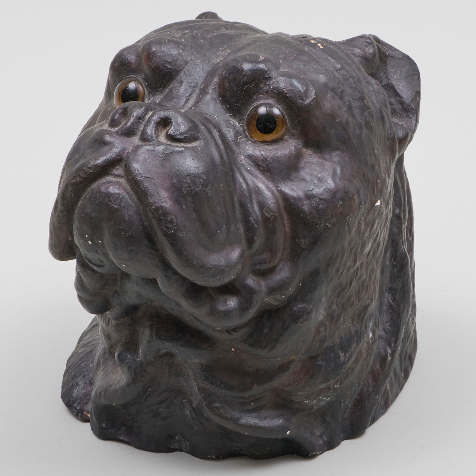 Painted Plaster Head of a Dog: Painted Plaster Head of a Dog 7 1/2 x 7 1/2 x 7 in. From a Private Collection.