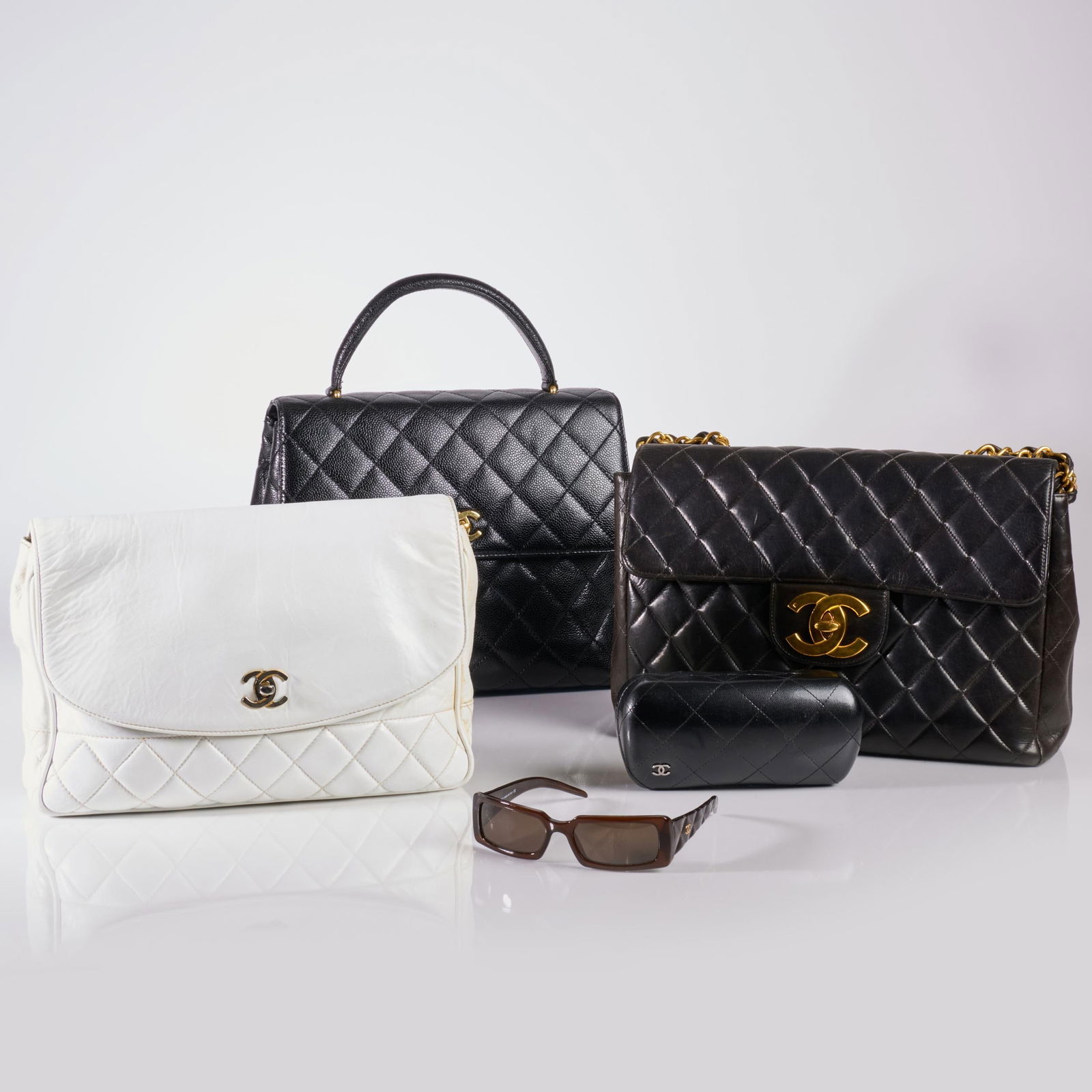 Chanel Karl Lagerfeld Top Handle Kelly-Style Handbag, Quilted Black Caviar Leather Gold-Plated (1 of 20)