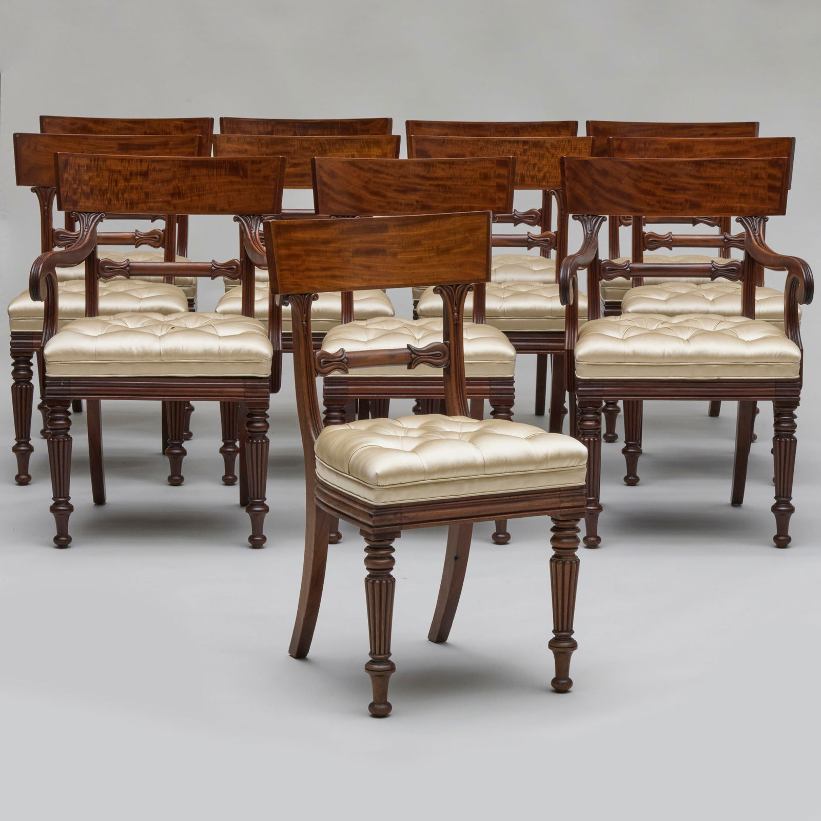 Set of Twelve Regency Mahogany Dining Chairs (1 of 8)