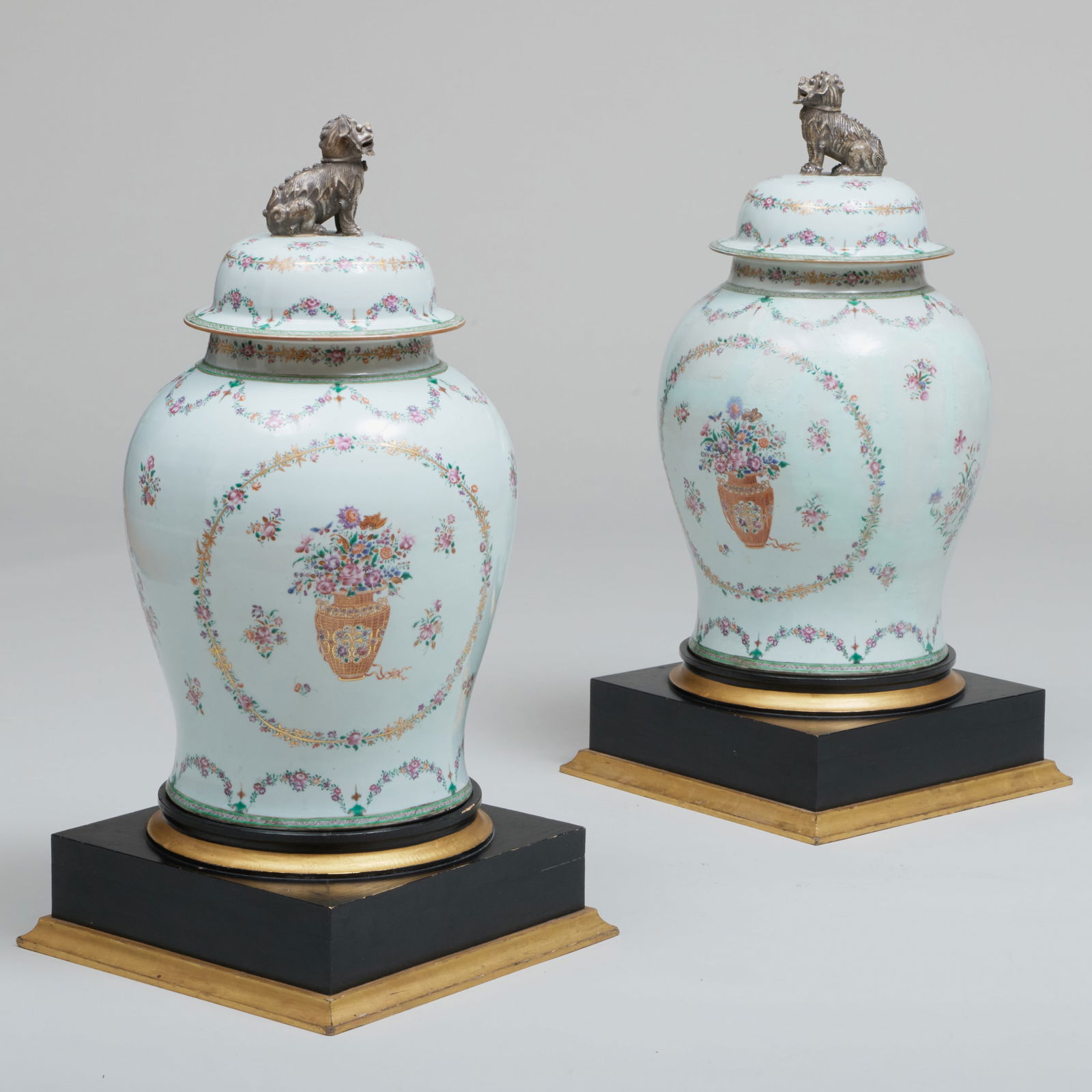 Pair of Large Chinese Export Famille Rose Porcelain Jars and Covers (1 of 10)