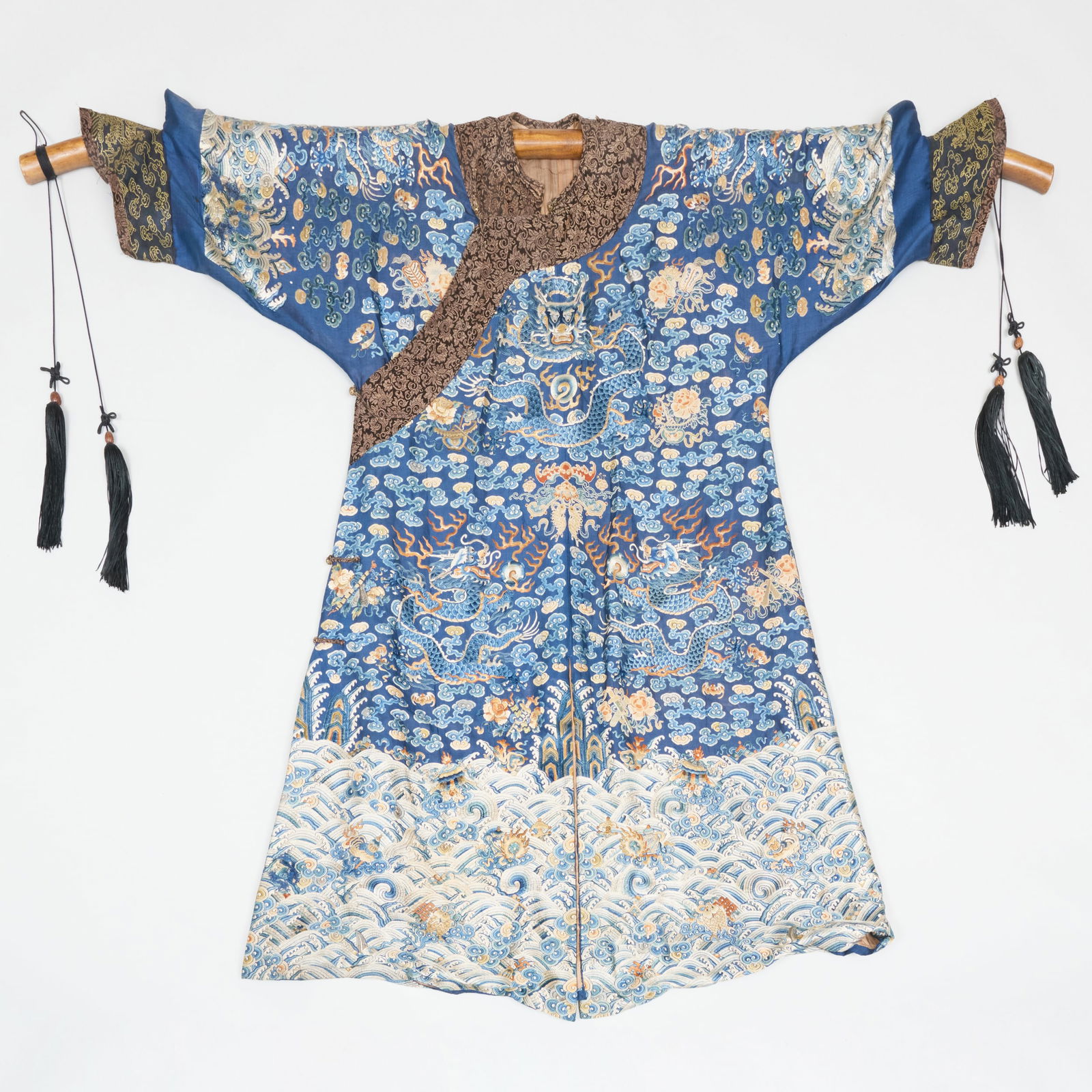Chinese Blue Ground Embroidered Silk Robe (1 of 10)
