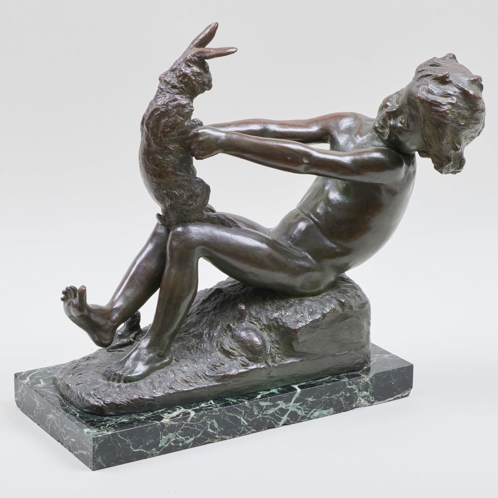 Jonathan Scott Hartley (1845-1912): Joy Of Life: Jonathan Scott Hartley (1845-1912): Joy Of Life Bronze, 1910, with the artist's copyright, titled and dated lower back, with the Roman Bronze Works, NY foundry mark, on a black and green marble base.