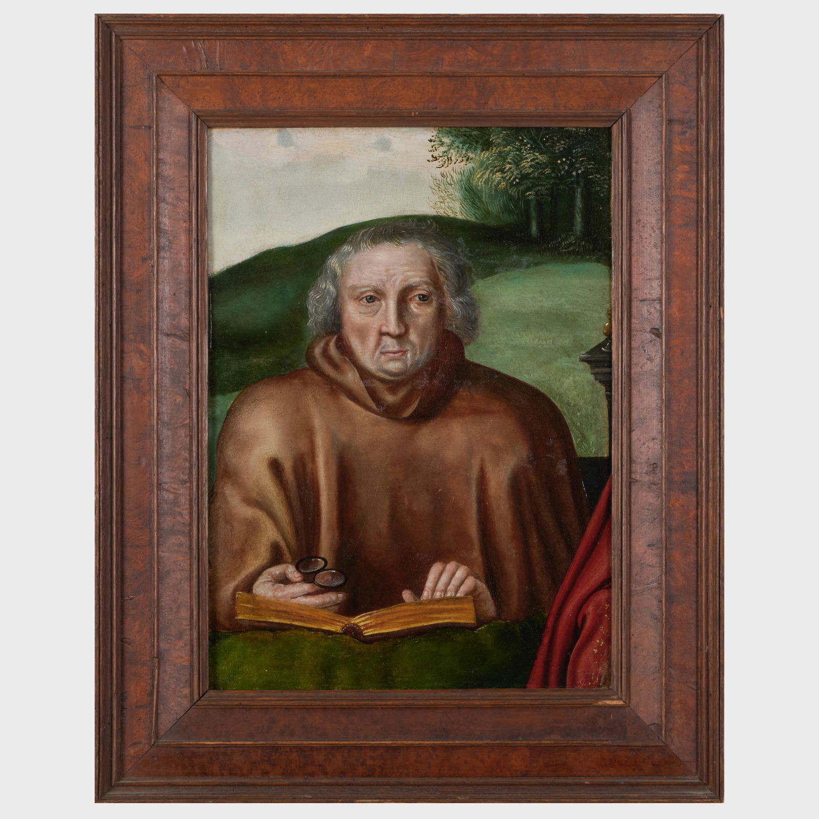 South Netherlandish School: Scholar Holding a Book and a Pair of Spectacles in a Landscape (1 of 2)