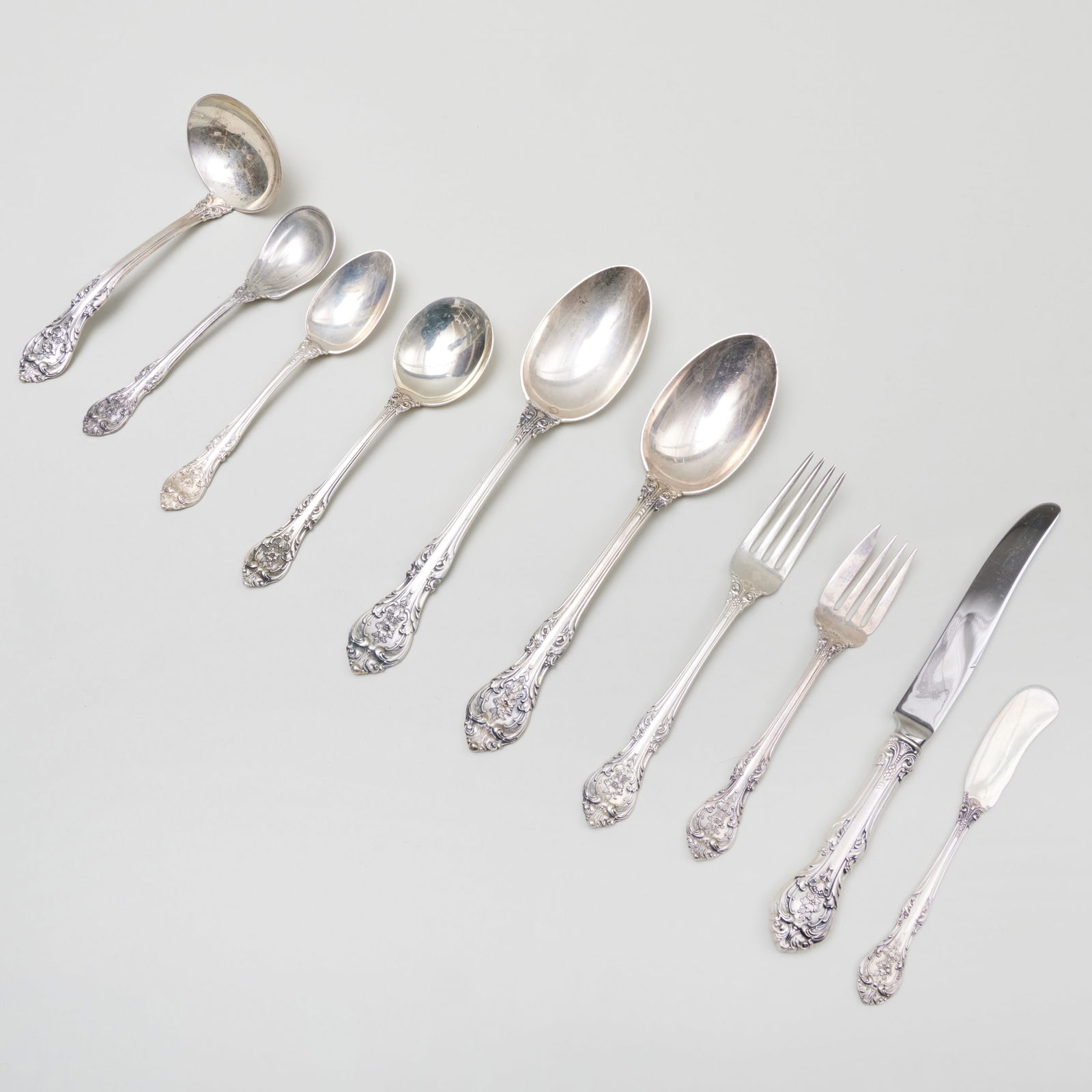 Gorham Silver Flatware Service in the 'King Edward' Pattern (1 of 7)