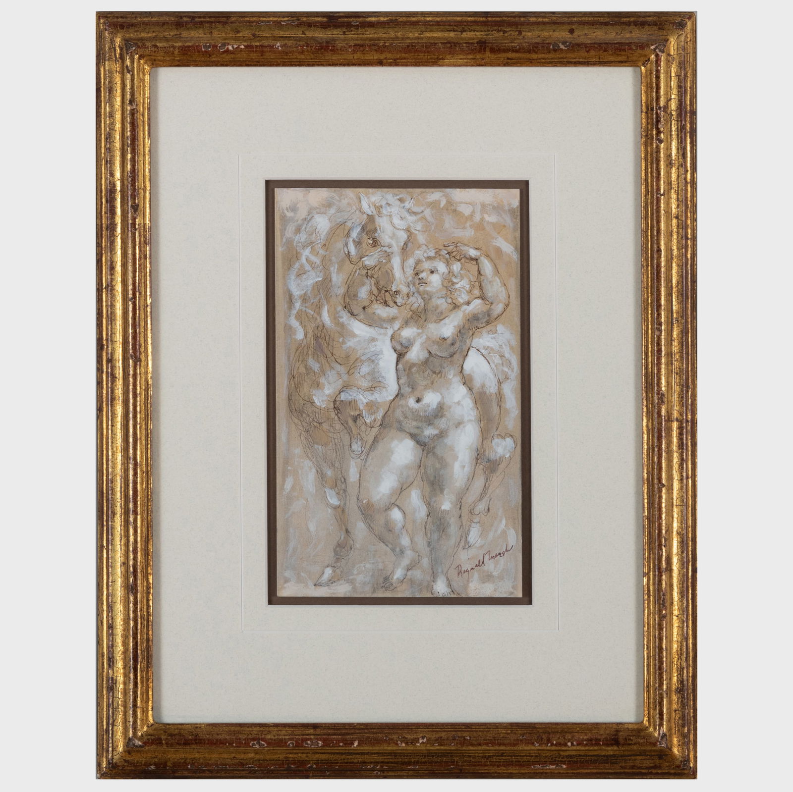Reginald Marsh (1898-1954): Figure: Reginald Marsh (1898-1954): Figure Ink and gouache on paperboard, 1911, signed 'Reginald Marsh' and dated lower right. 8 1/4 x 5 in. (sheet), 15 1/2 x 12 1/4 in. (frame). The Collection of Henry B. H