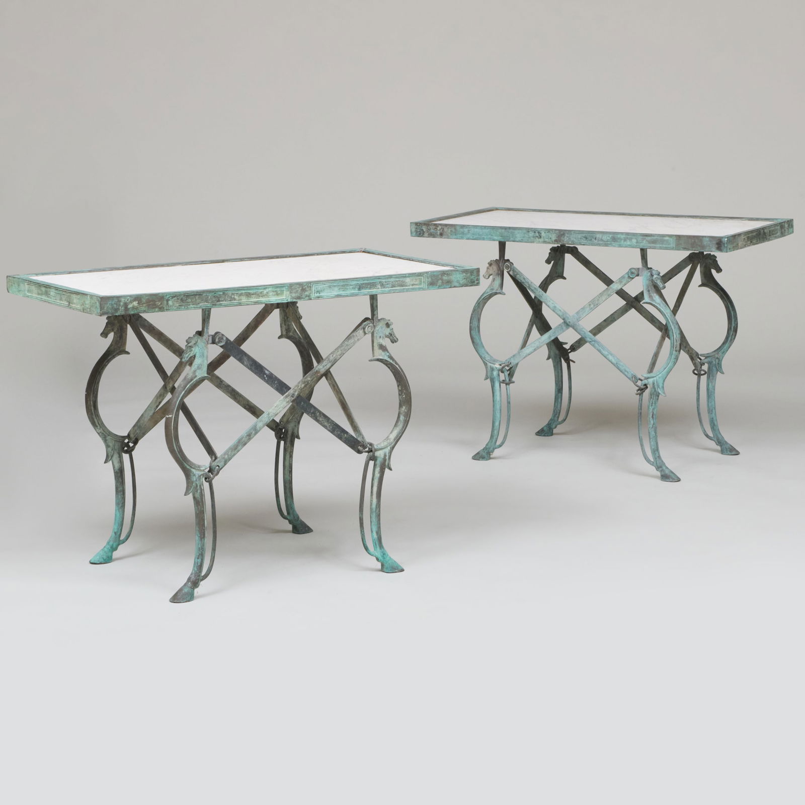 Pair of Roman Style Bronze and Marble Low Tables (1 of 10)