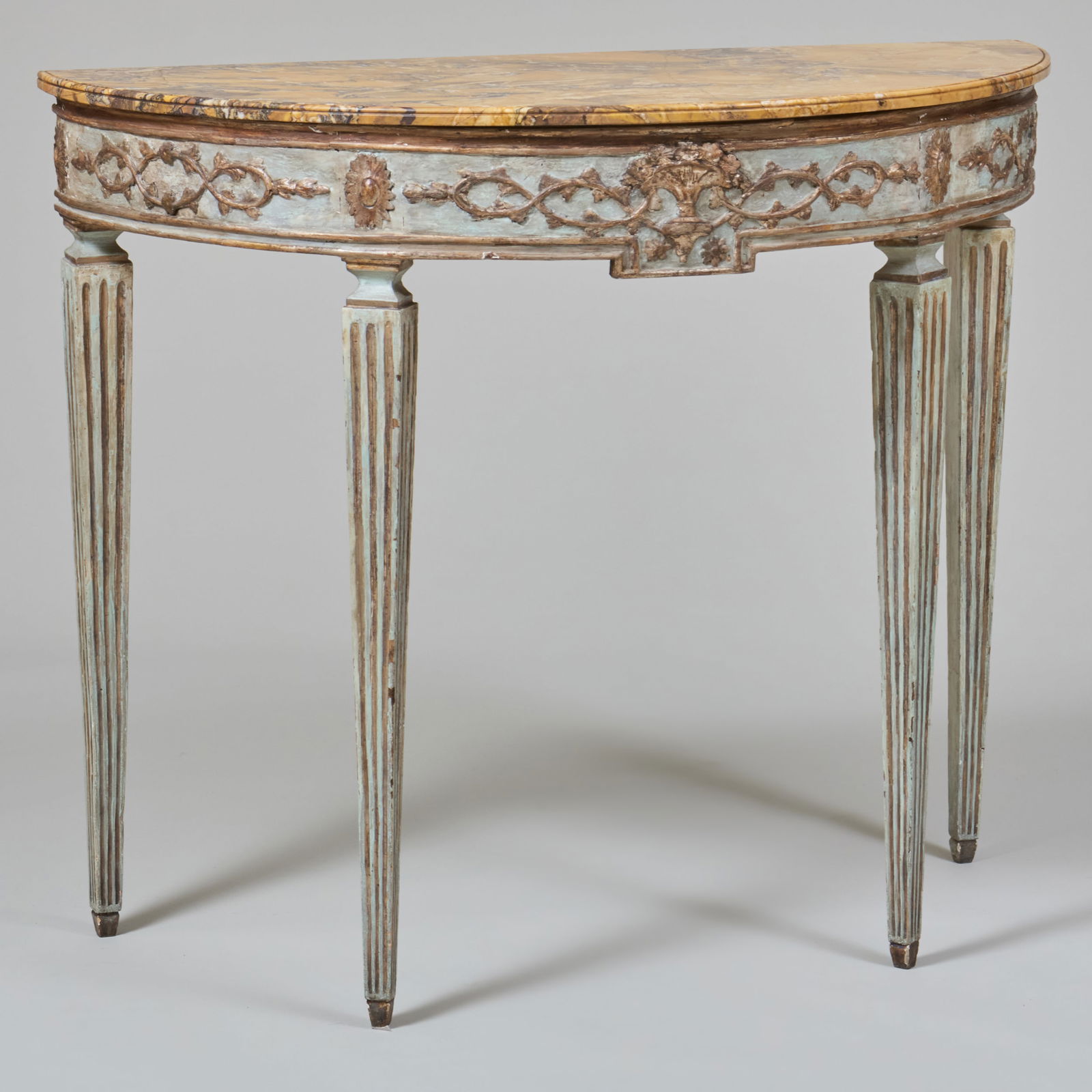 Italian Grey Painted and Parcel-Gilt Demilune Console Table (1 of 11)