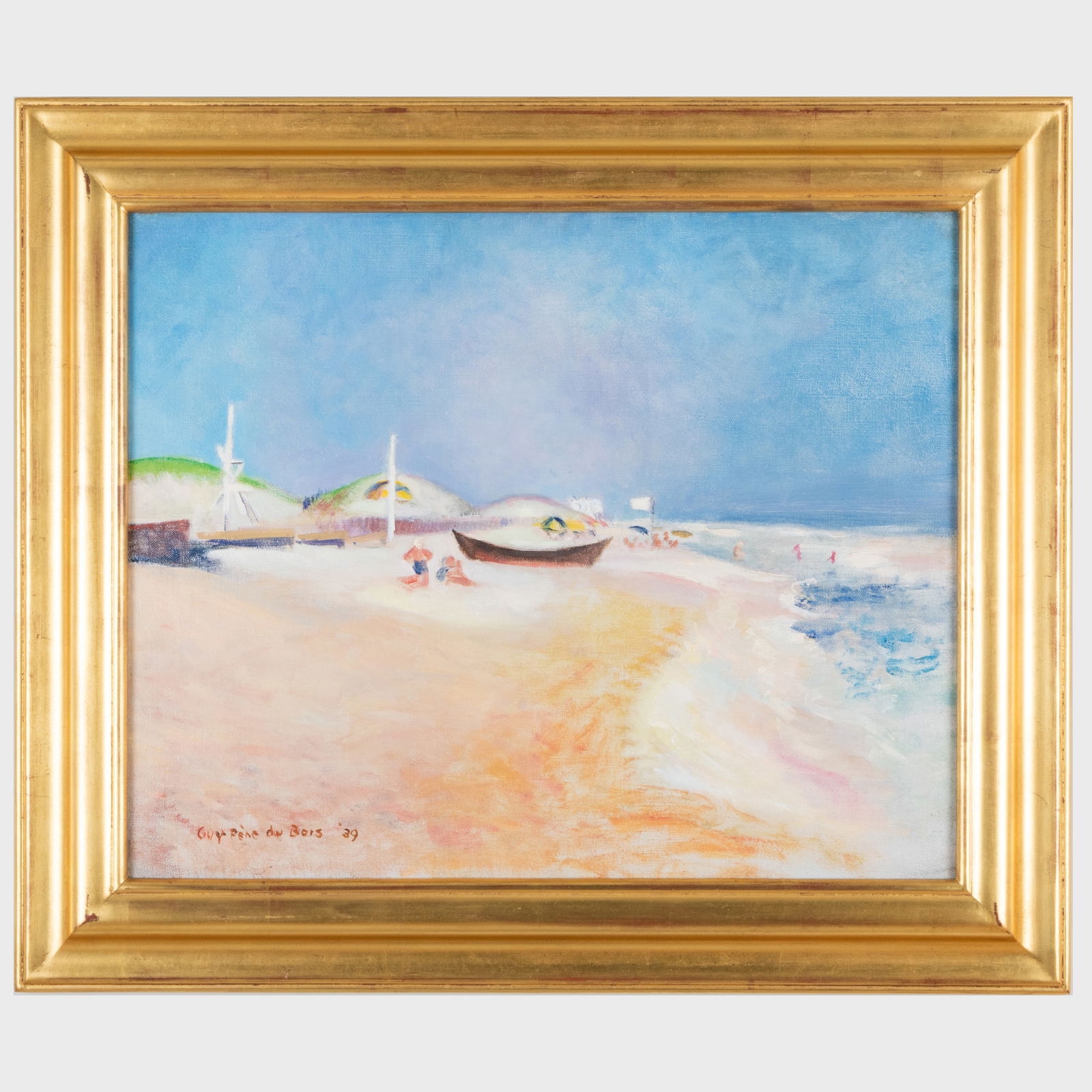 Guy Pene du Bois (1884-1958): Seaside: Guy Pene du Bois (1884-1958): Seaside Oil on canvas, 1939, signed 'Guy Pene du Bois' and dated lower left, with label from James Graham & Sons, NY. 16 x 20 in., 21 1/4 x 25 1/4 in. (frame). Literatur