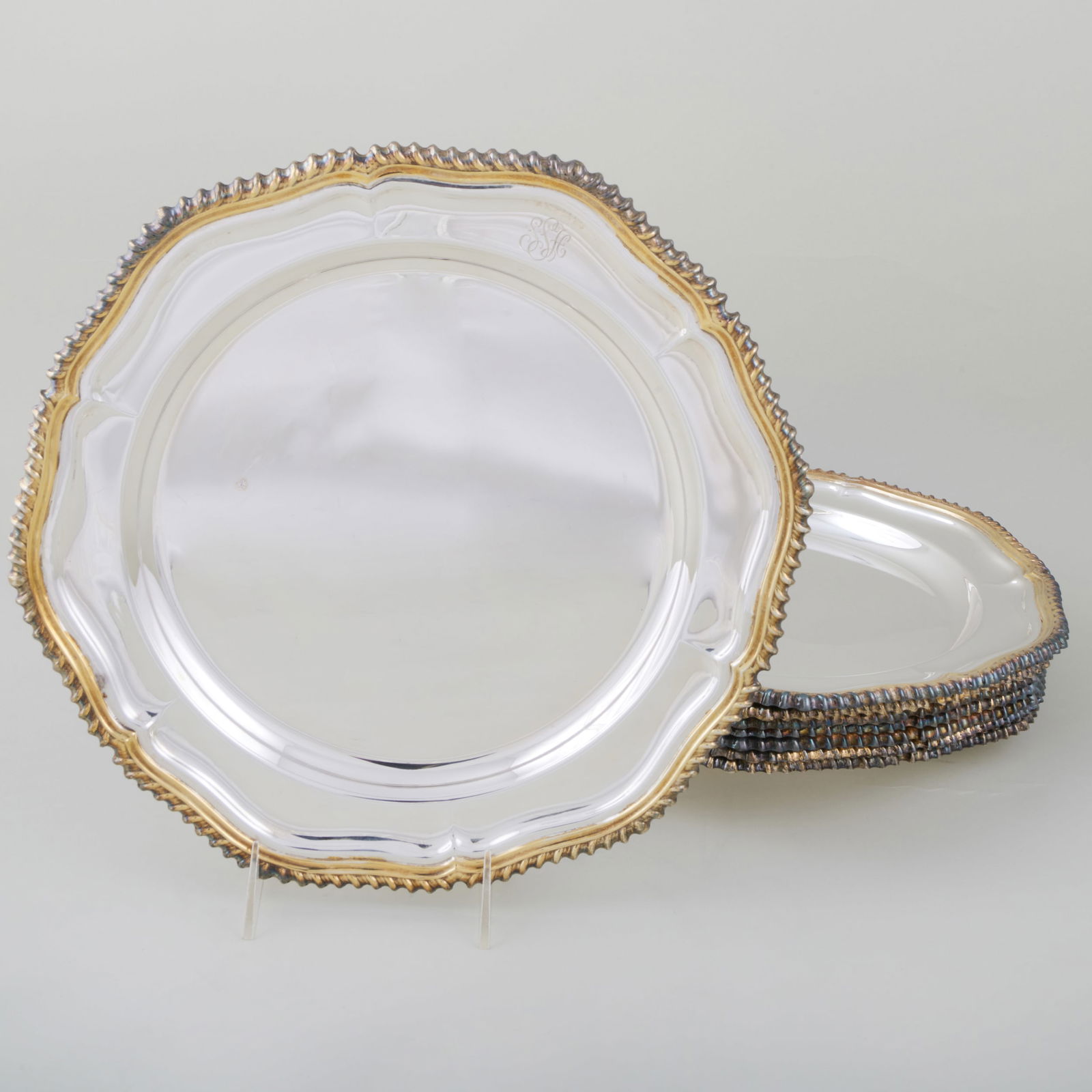 Set of Eight English Silver Chargers (1 of 6)