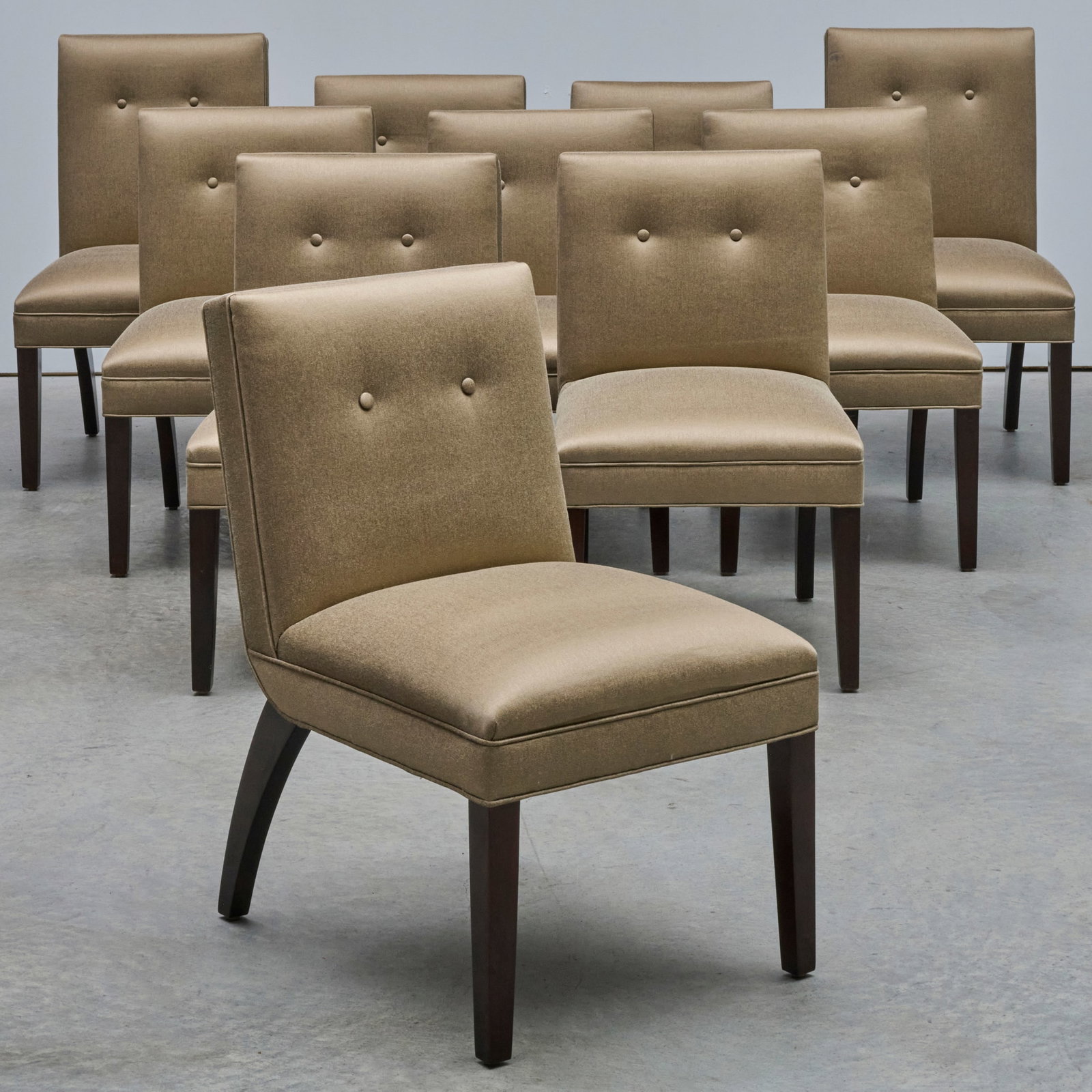Set of Six Gilbert Rohde Ebonized Mahogany and Upholstered Dining Chairs (1 of 7)