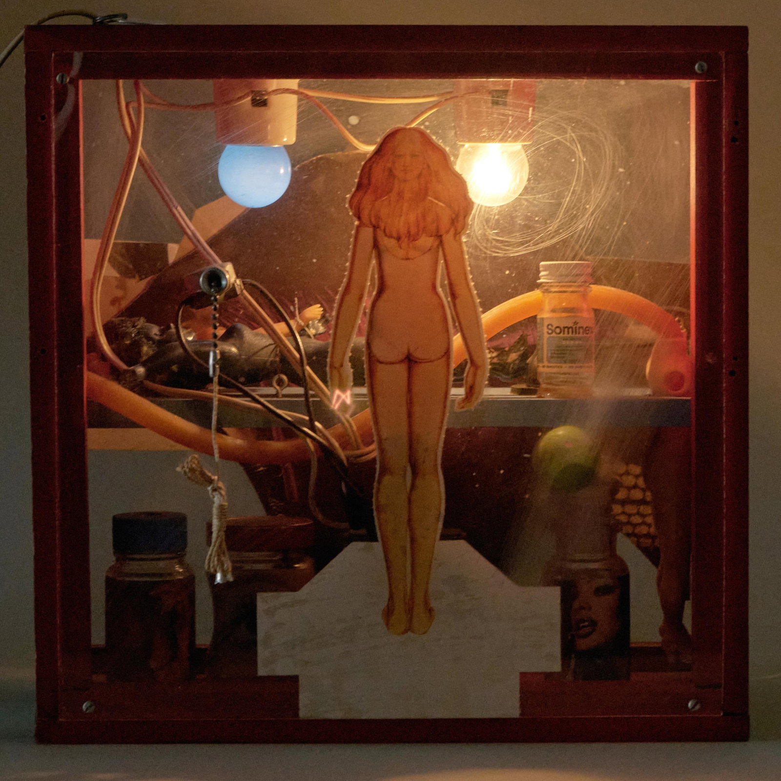 Jack Roth (1927-2004): Sominex: Jack Roth (1927-2004): Sominex Mixed media assemblage in a lightbox, 1968, signed 'Roth', titled and dated on the bottom edge, with the Jack Roth Estate stamp on the edge, with label from McCormick Ga