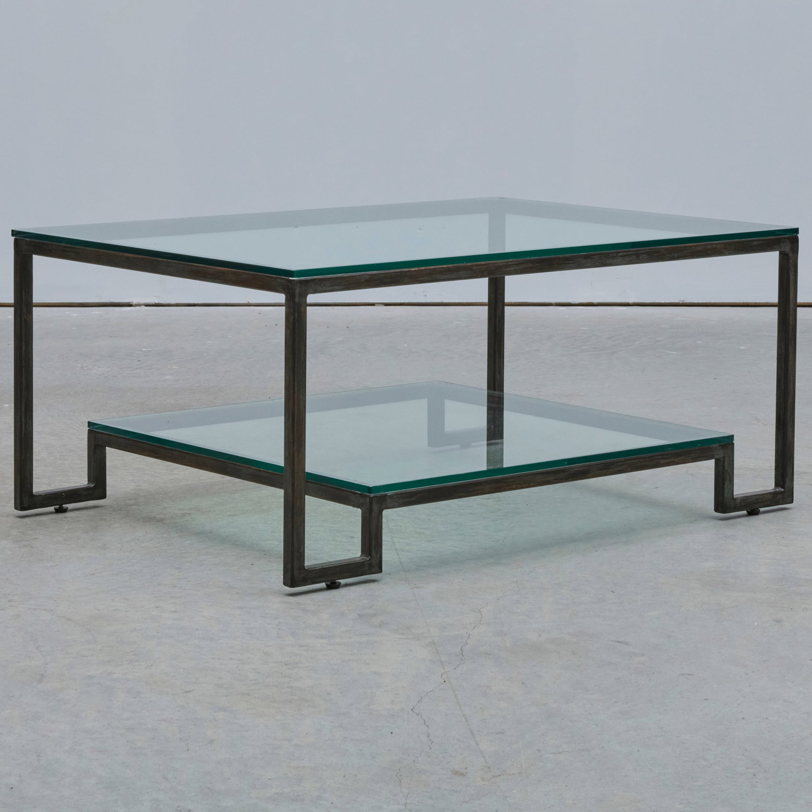 Contemporary Wrought-Iron and Glass Two-Tier Low Table (1 of 7)