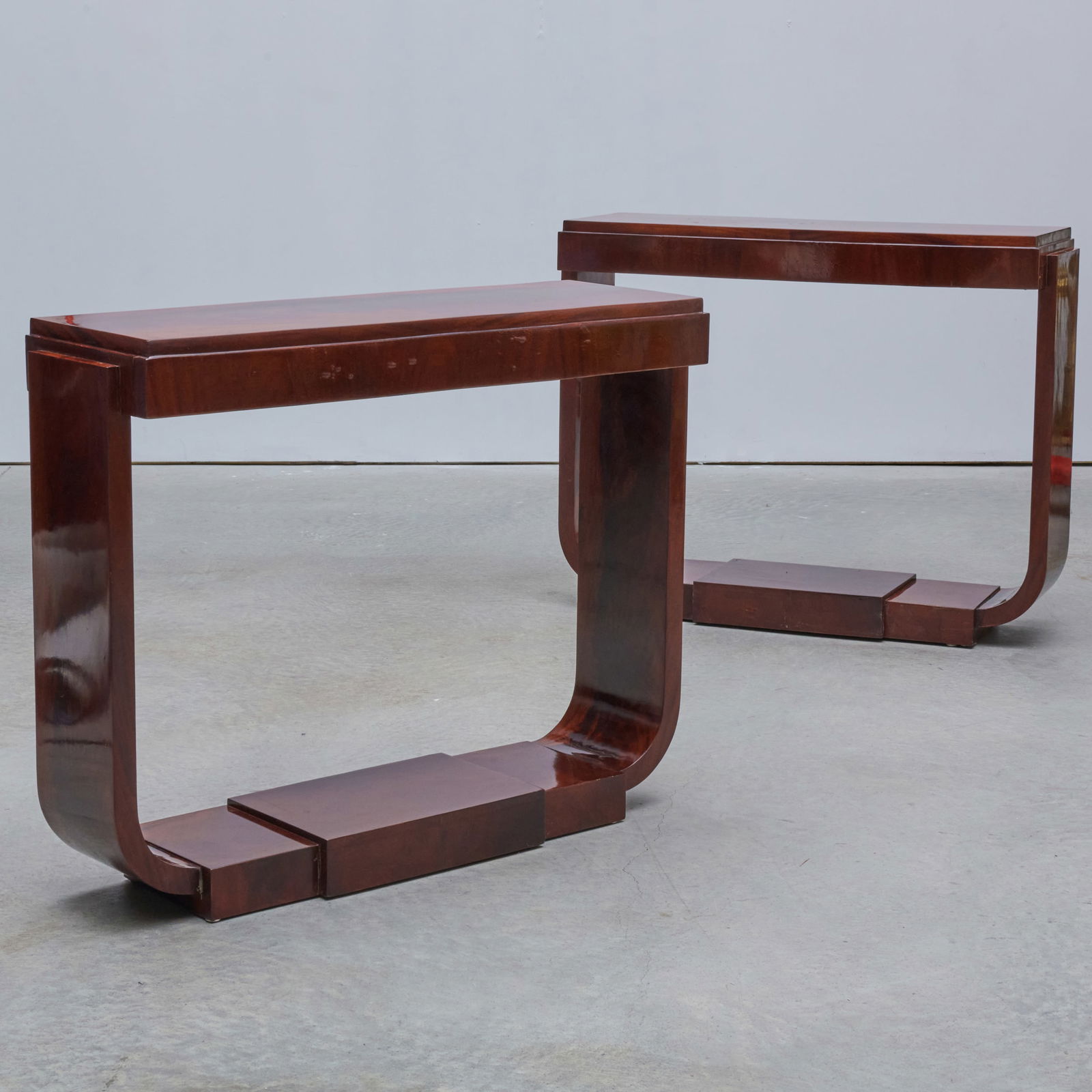 Pair of Art Deco Palisander Console Tables: Pair of Art Deco Palisander Console Tables 35 3/4 x 44 1/2 x 14 1/4 in. Karl Kemp & Associates Antiques, N.Y.