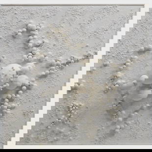 Paul Van Hoeydonck (b. 1925): Planetscape/Spacescape: Paul Van Hoeydonck (b. 1925): Planetscape/Spacescape Mixed media on Masonite, 1963, signed 'Paul Van Hoeydonck', titled, dated and inscribed 'Elkon Gallery, NY' on the reverse. 48 x 48 in., 49 x 49 in