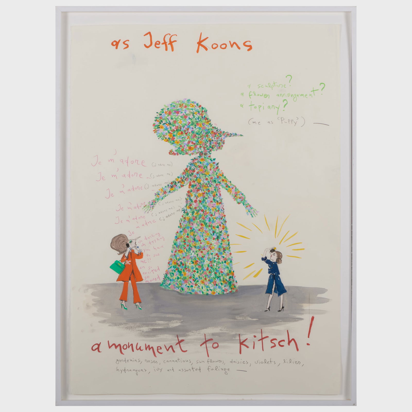 Konstantin Kakanias (b. 1961): as Jeff Koons: Konstantin Kakanias (b. 1961): as Jeff Koons Mixed media on paper, 2001, unsigned, with label from Paul Kasmin Gallery, NY. 32 3/4 x 24 in. (sheet), 35 1/2 x 26 1/2 in. (frame). Collection of Paul Kas