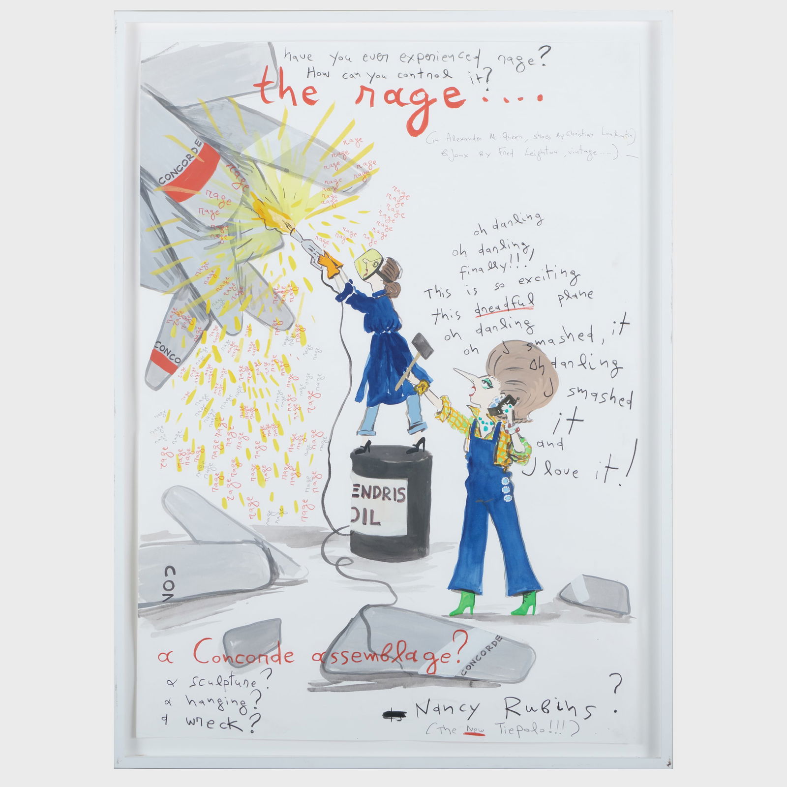 Konstantin Kakanias (b. 1961): as Nancy Rubins: Konstantin Kakanias (b. 1961): as Nancy Rubins Mixed media on paper, 2001, unsigned, with label from Paul Kasmin Gallery, NY. 32 3/4 x 23 1/2 in. (sheet), 35 1/2 x 26 1/2 in. (frame). Collection of Pa