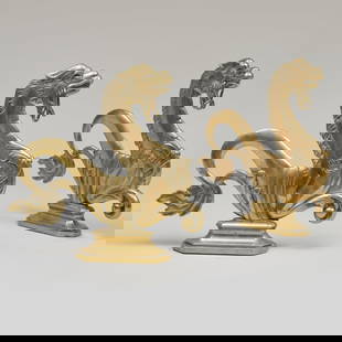Pair of Venetian Brass Gondola Seahorses: 12 1/2 x 12 1/2 x 2 1/4 in.
