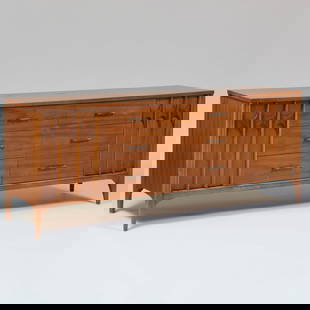 Kent Coffey Perspecta Walnut Credenza: Stamped.30 3/4 x 6 ft. 5 1/2 in. x 20 in.