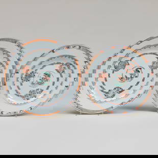 Two Chinese Export Porcelain Plates: Unmarked.The larger plate 9 1/2 in. diam., the smaller 8 5/8 in. diam. Note: A similar plate in the same pattern in the RISD Museum Collection, accession no. 09.333.