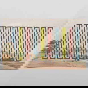 Peter Schuyff (b. 1958): Untitled: Watercolor on found watercolor on paper, 1992, signed 'Peter Schuyff' and dated on the reverse. 8 1/8 x 13 1/4/ in. (sheet), unframed. Collection of Paul Kasmin.