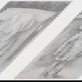Saint Clair Cemin (b. 1951): Student, from Confessions of a Shy Boy: Pencil on canvas, 2009, signed 'Cemin', titled, dated and inscribed ' to Kara and Paul 7/24/2012' on the reverse, with label from Paul Kasmin Gallery, NY. 20 x 16 in., unframed. Gift of the artist. Co