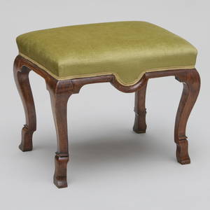 George I Walnut and Upholstered Stool