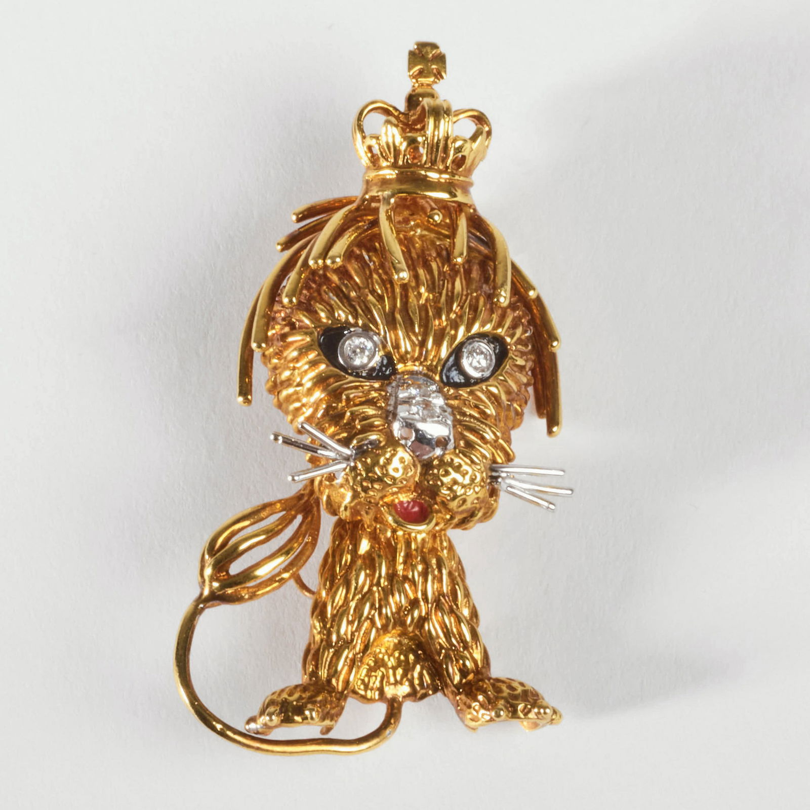 18k Gold, Diamond, Sapphire and Emerald Lion Brooch (1 of 6)