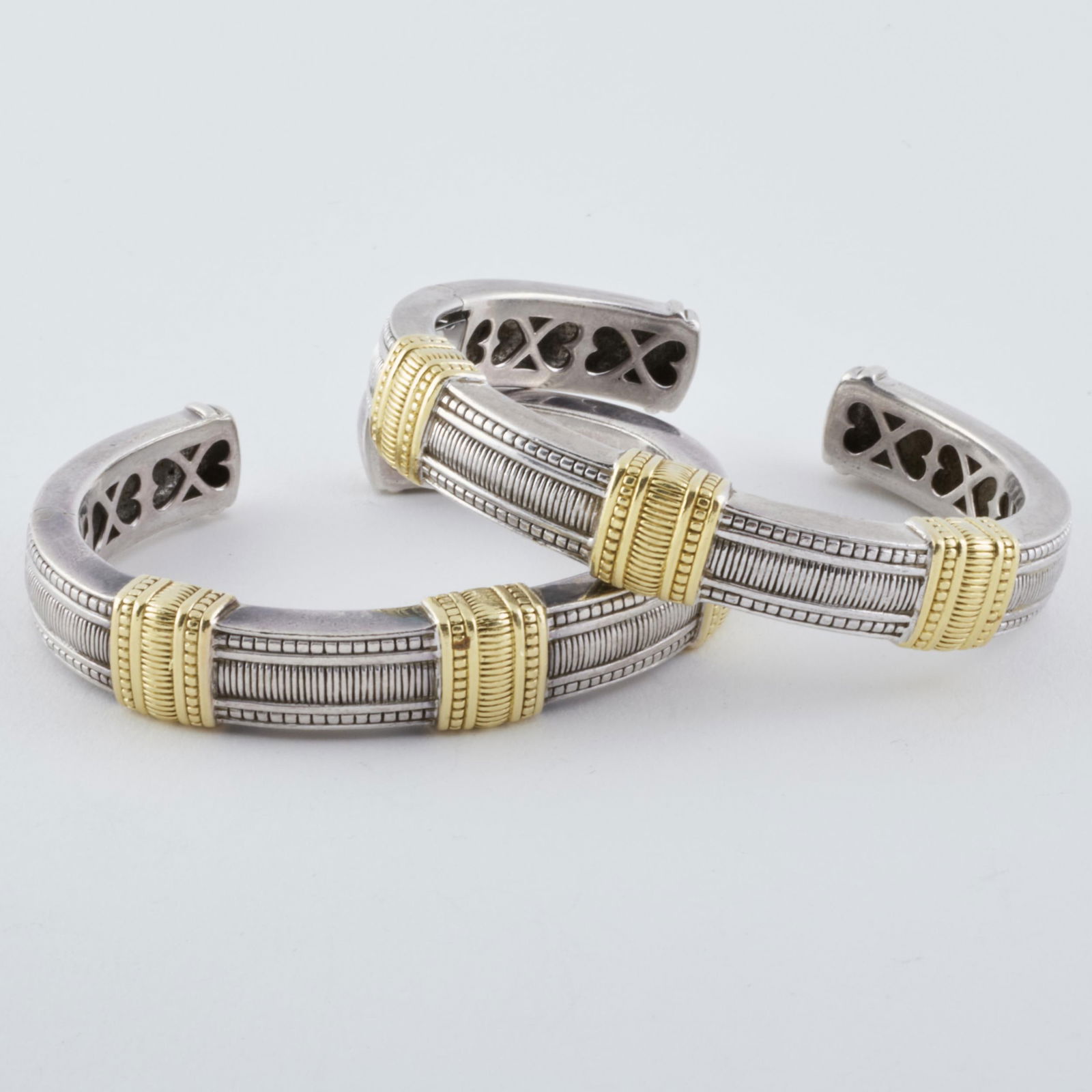 Two Judith Ripka Sterling Silver and 18k Gold Bangle Bracelets (1 of 9)