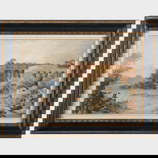 European School: Temples of Hera at Paestum: European School: Temples of Hera at PaestumWatercolor on paper, unsigned.5 3/8 x 7 7/8 in. (sight), 8 1/4 x 10 3/4 in. (frame). Cove Landing, New York; The New York Penthouse of Robert Couturier.