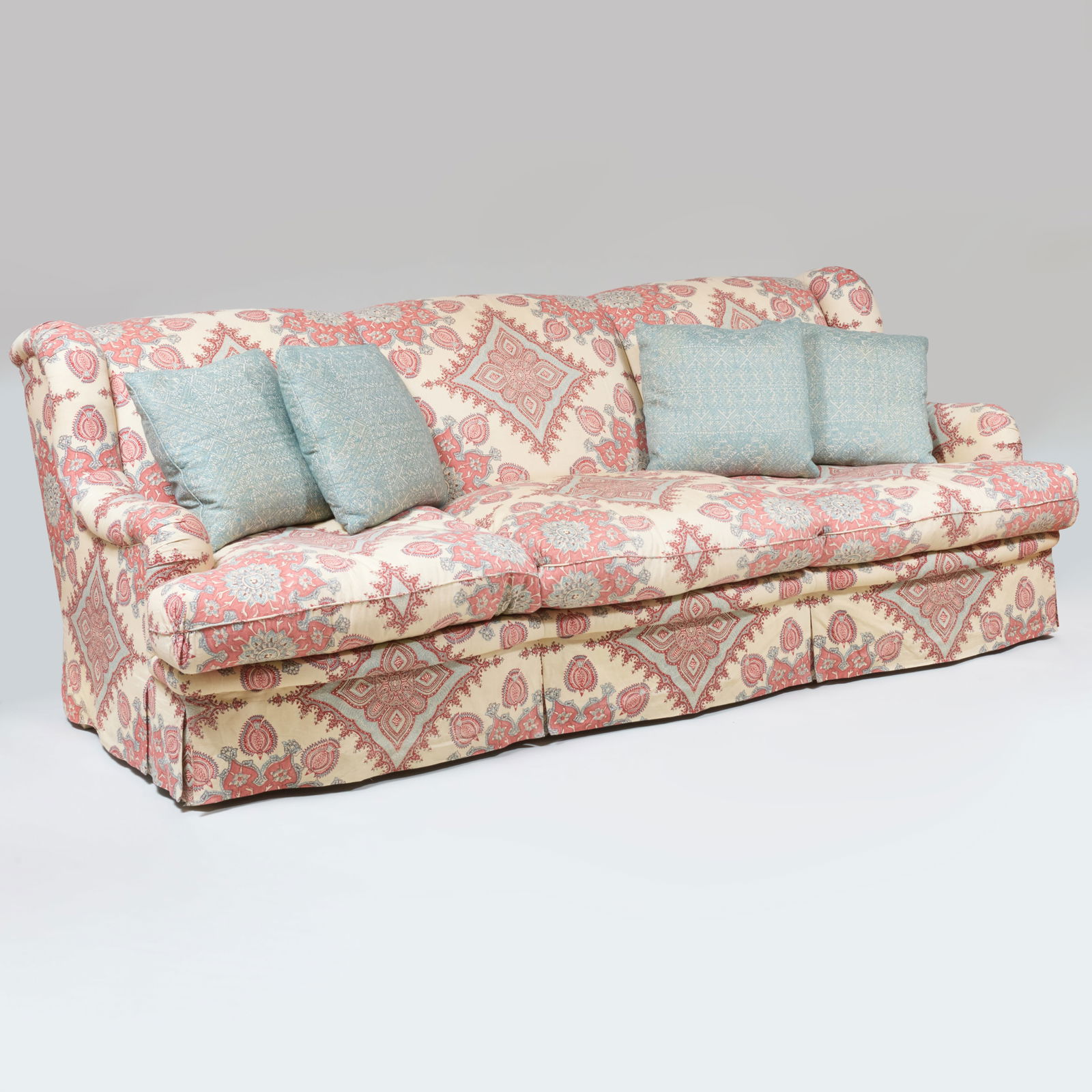 Modern Upholstered Three Seat Skirted Sofa, Designed by Robert Couturier (1 of 15)