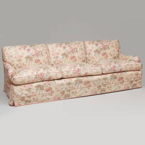 Large Cotton Chintz Slip Covered Three Seat Sofa, Designed by Colefax and Fowler