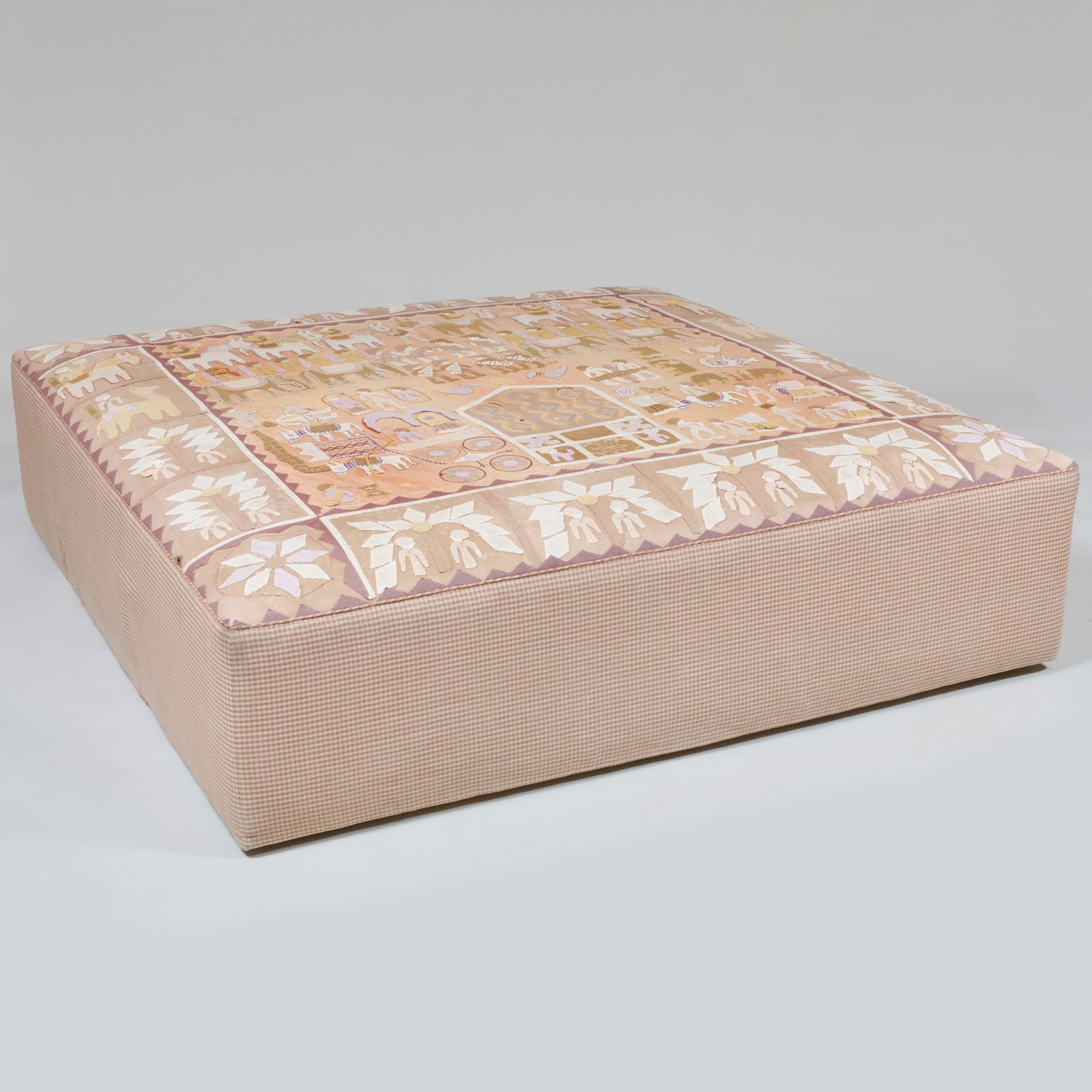 Large Appliqued Fabric Ottoman, Designed by Lady Vivien Greenock (1 of 12)