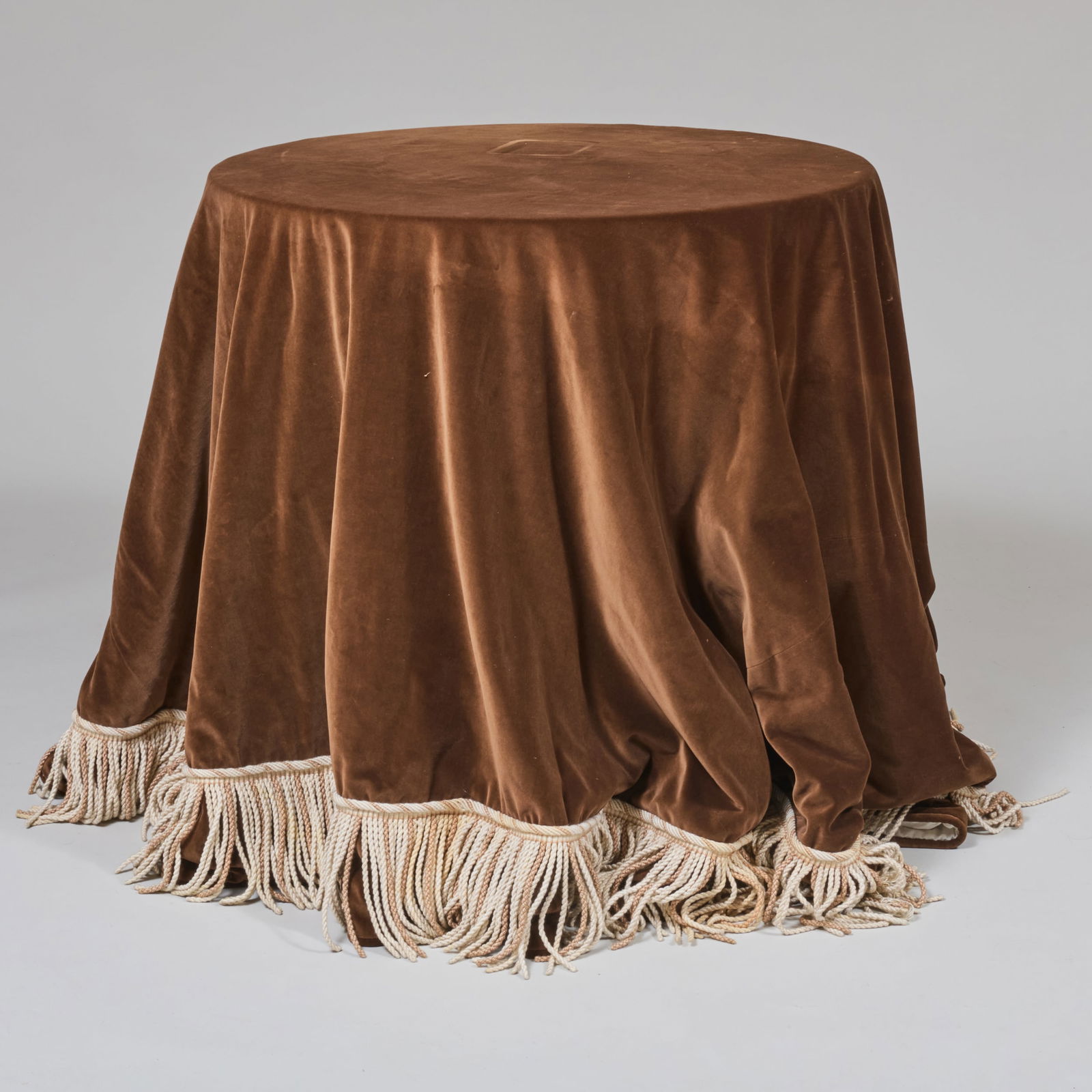 Brown Velvet Fringed Tablecloth Covered Table (1 of 7)