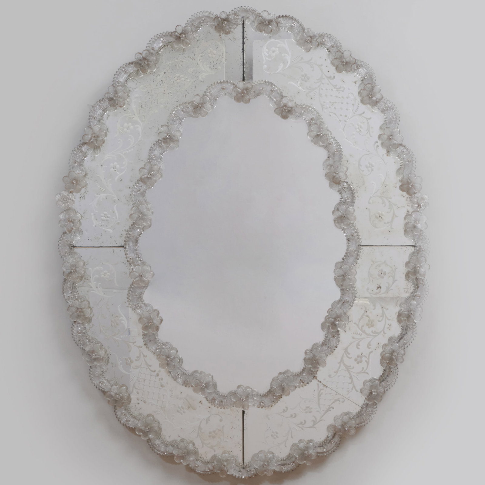Venetian Etched Glass Oval Mirror (1 of 5)