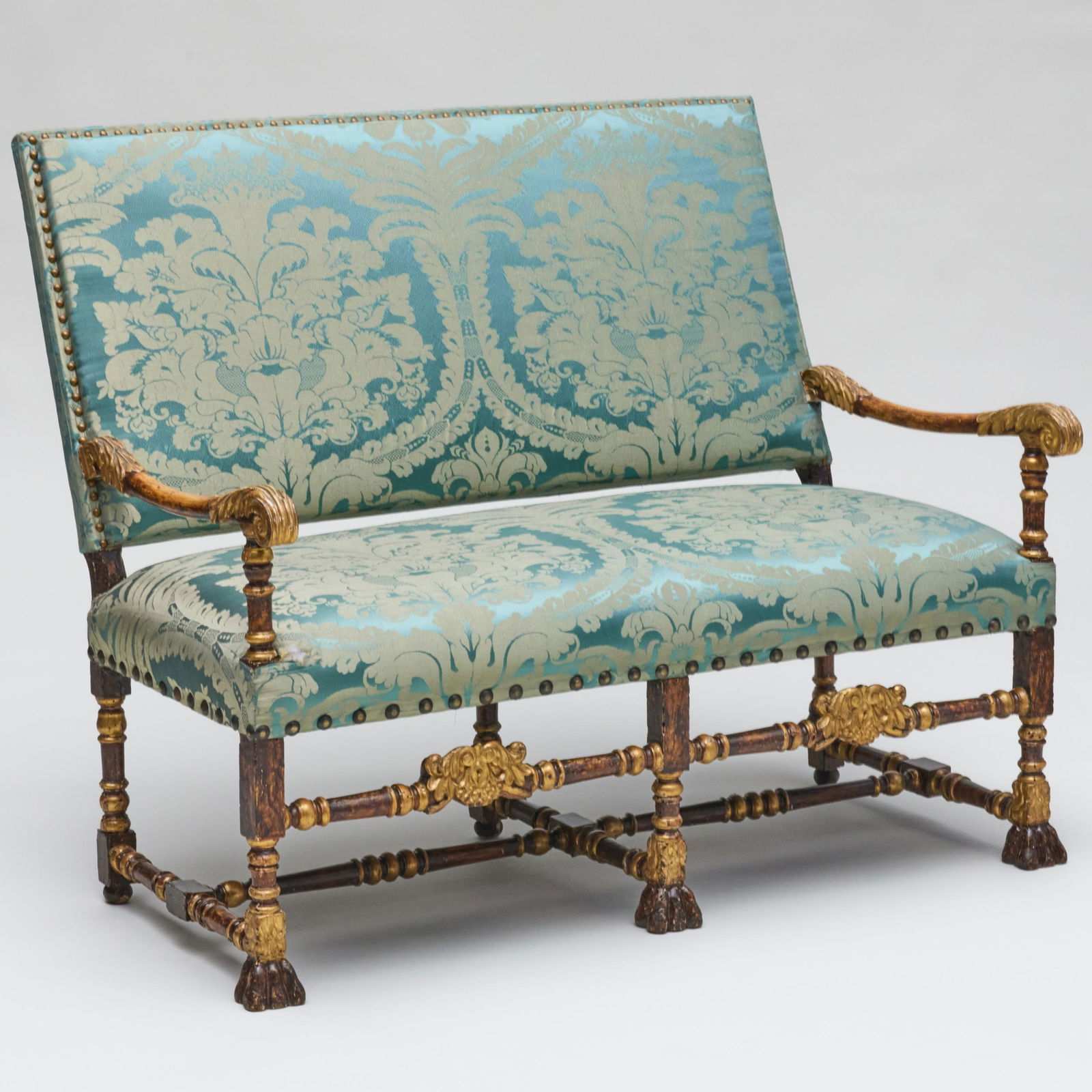 Italian Baroque Style Faux Bois Painted and Parcel-Gilt Settee (1 of 9)