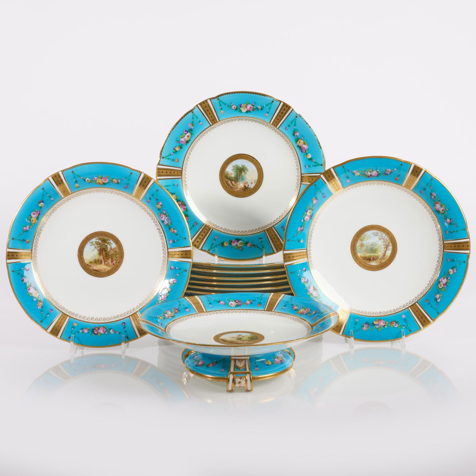 Mintons Turquoise Ground Porcelain Part Dessert Service (1 of 9)