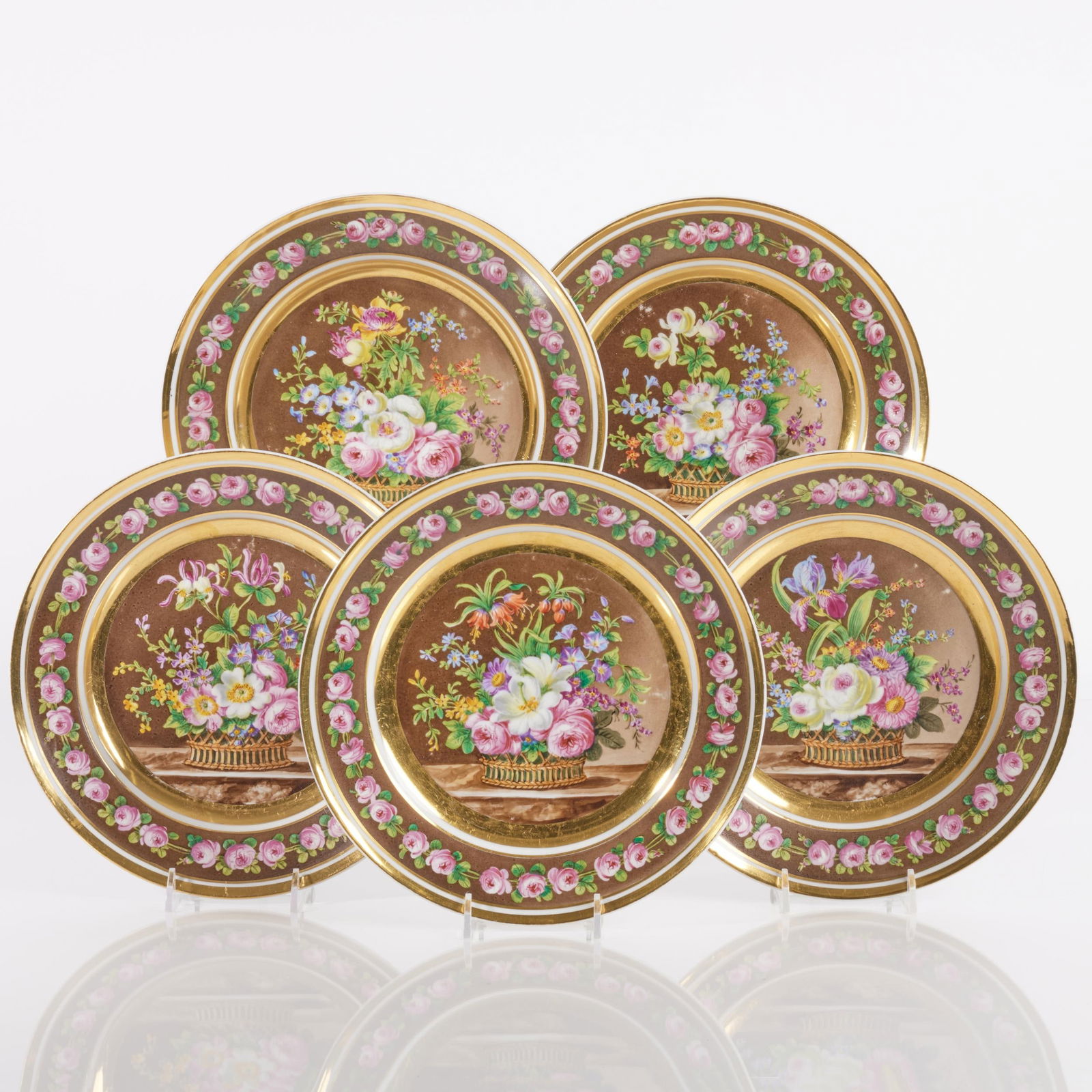 Set of Russian Alexander II and Nicolas I Gilt Ground Porcelain Plates (1 of 10)