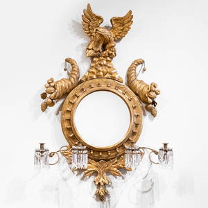 The Totten Family Classical Giltwood Girandole Mirror, New York