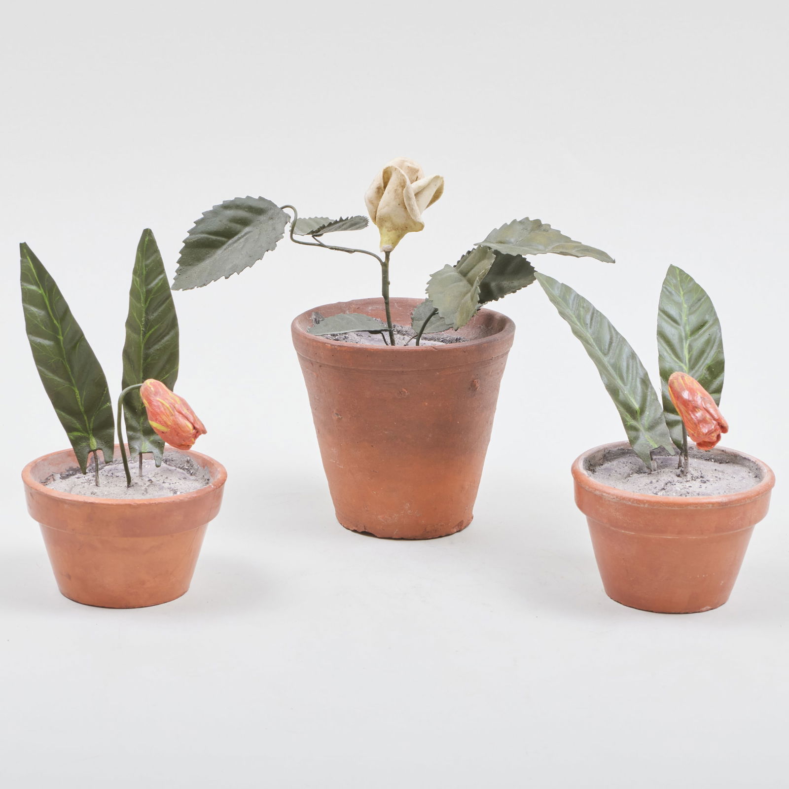 Three Tole and Terracotta Models of Flowers (1 of 20)