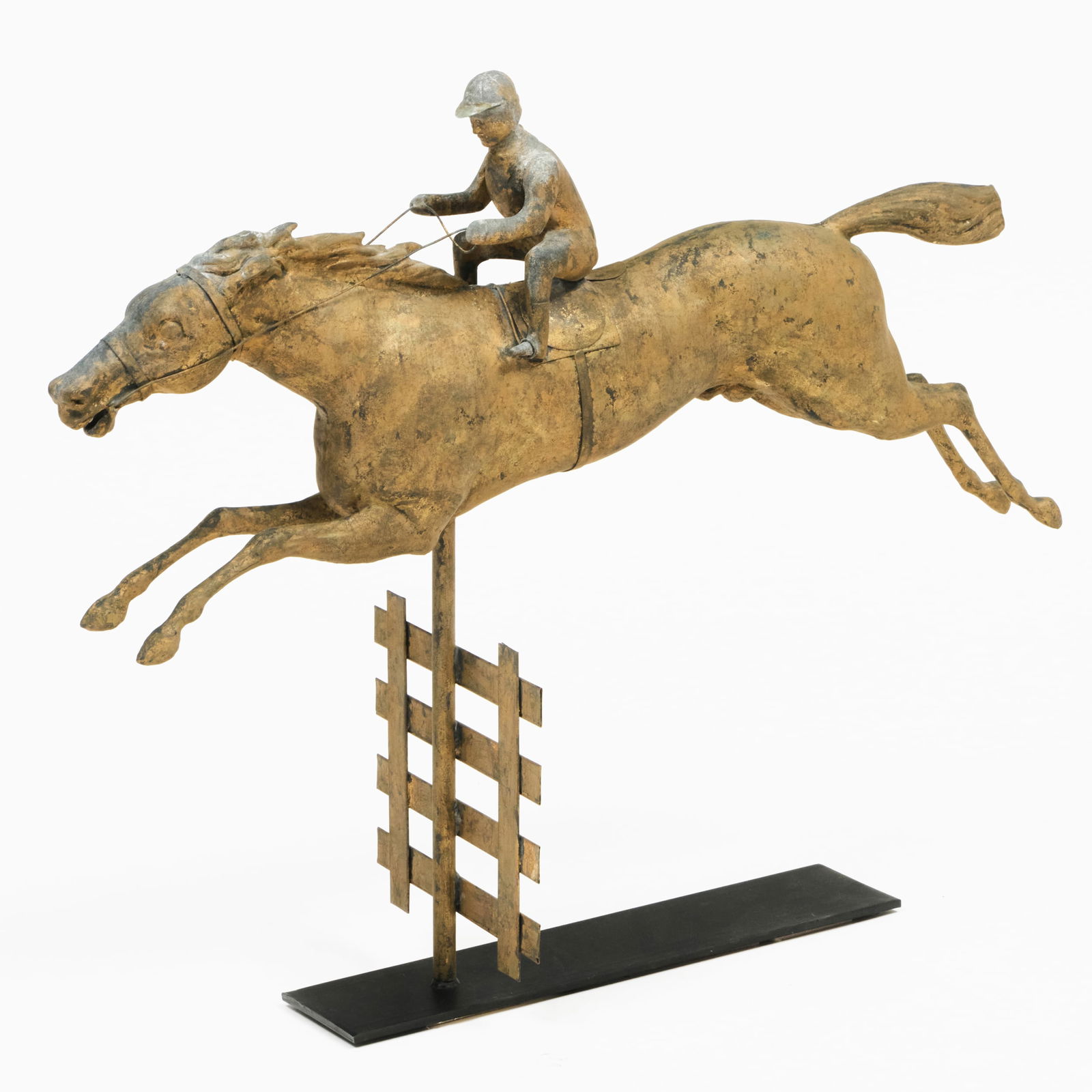 Molded Sheet Copper and Cast Zinc Horse and Jockey Steeplechase Weathervane (1 of 7)