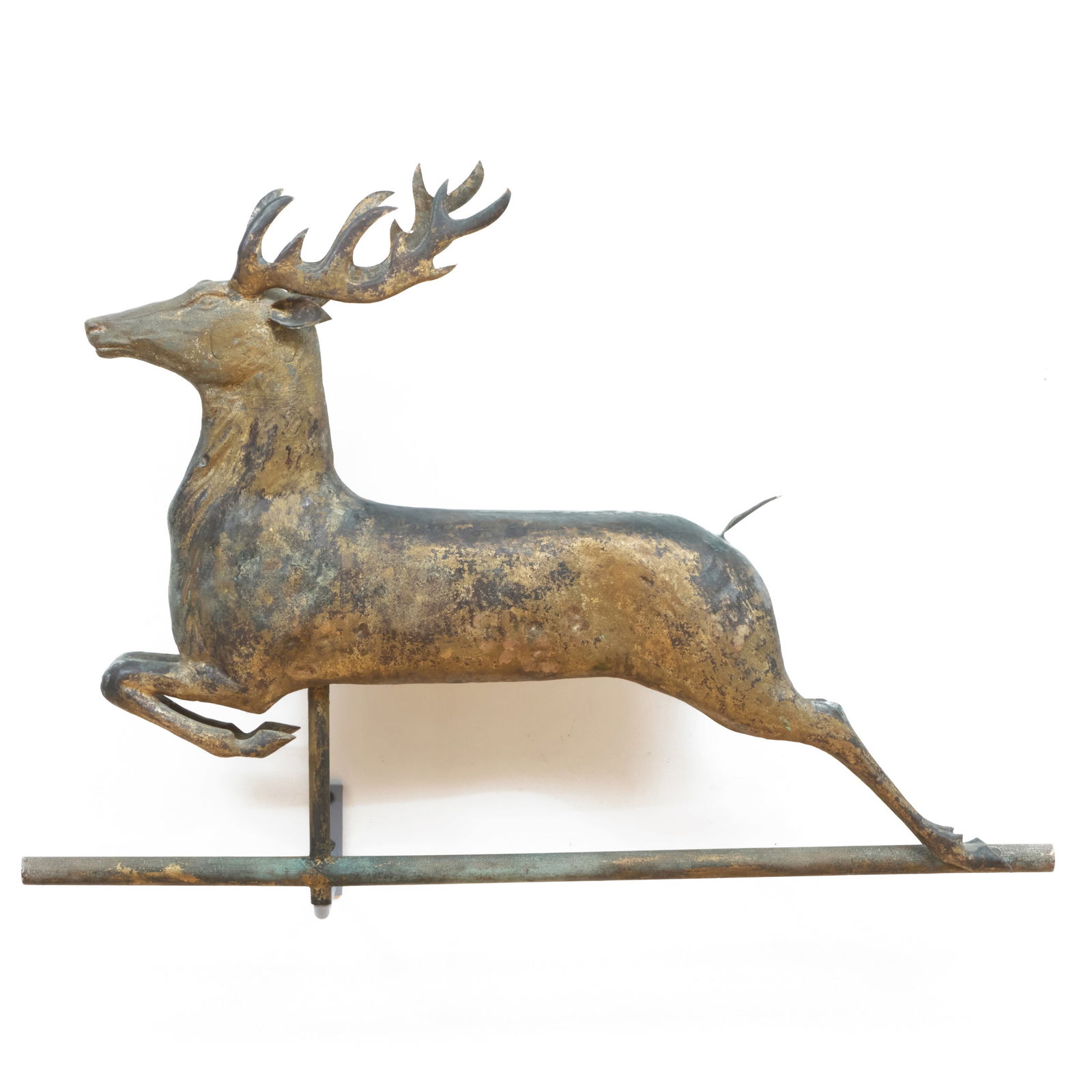 Molded Sheet Copper and Cast Zinc Leaping Stag Weathervane, Possibly Cushing and White (1 of 11)